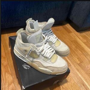Off-White Air Jordan 4 in Sail/Cream Tones
